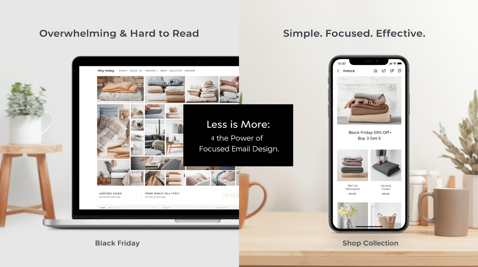 Focused vs cluttered email design