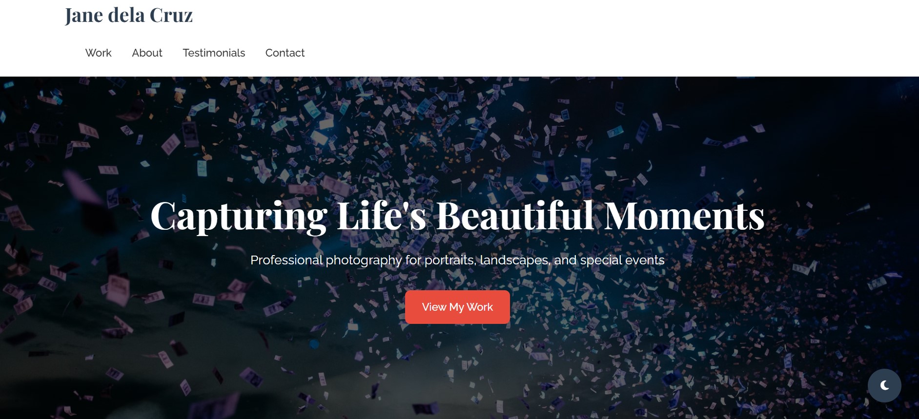 Example of an updated portfolio section