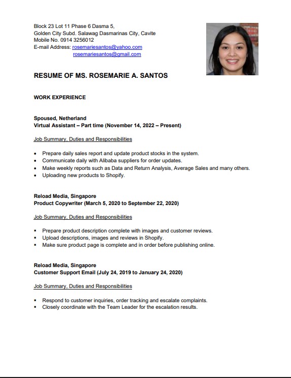 Example resume PDF