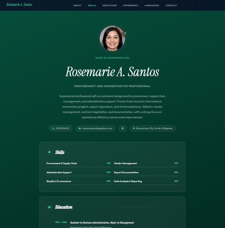 Example resume website