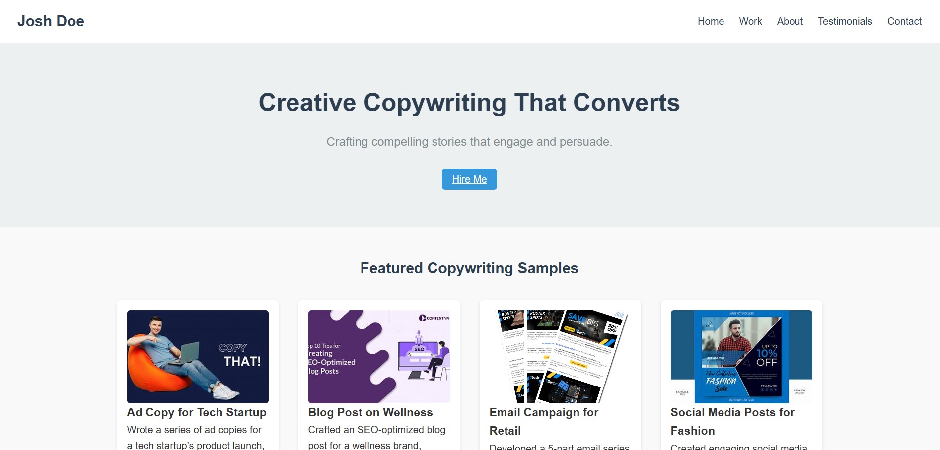 Clean & Focused portfolio template preview