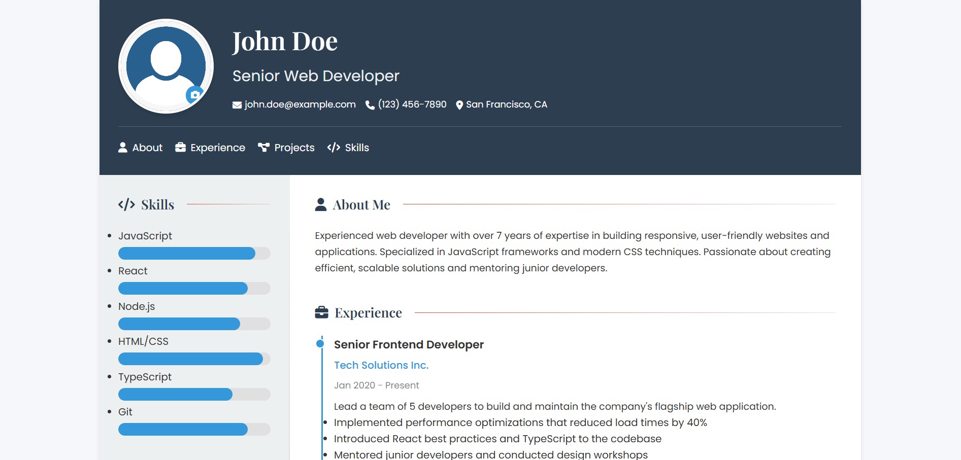 Timeless resume template preview