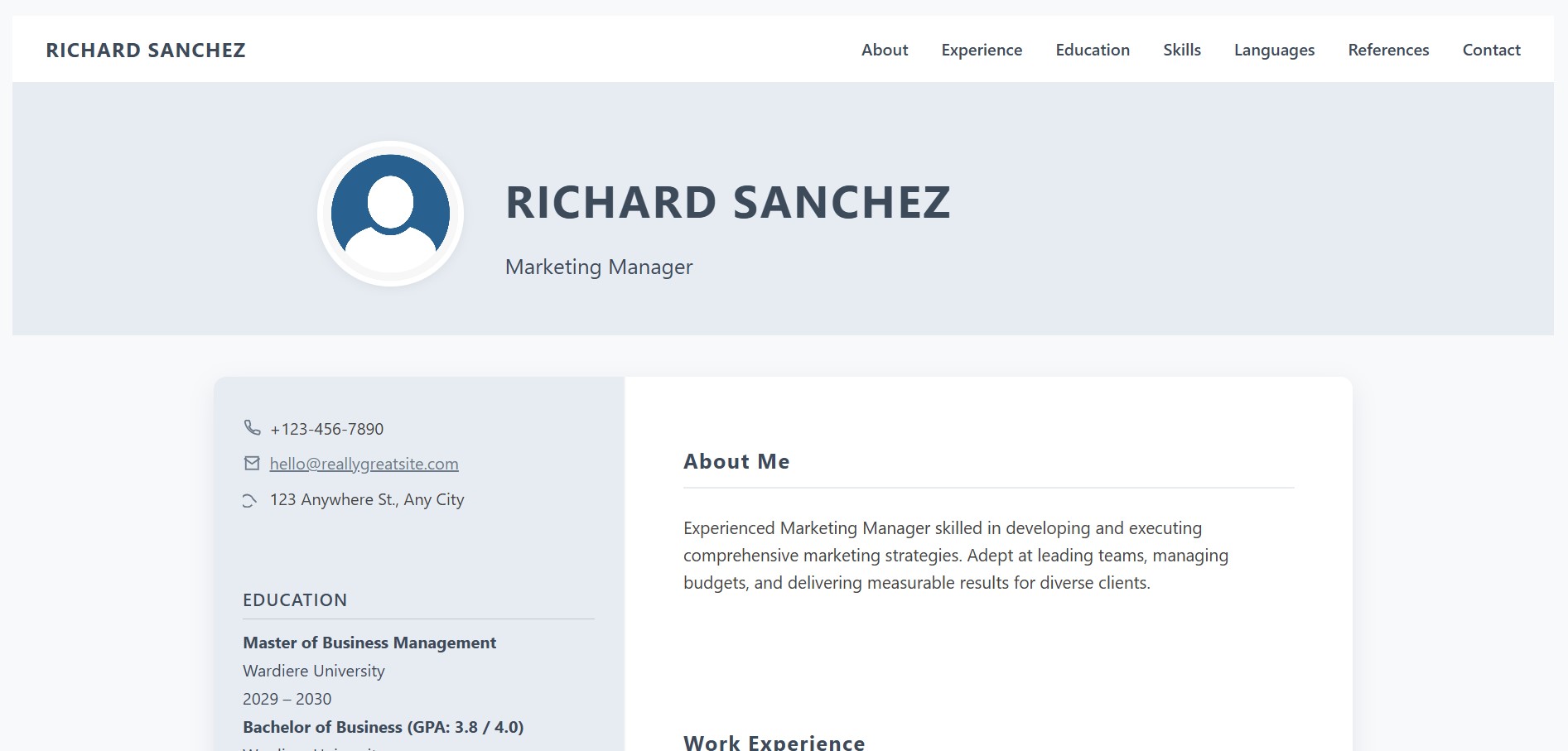 Sleek resume template preview