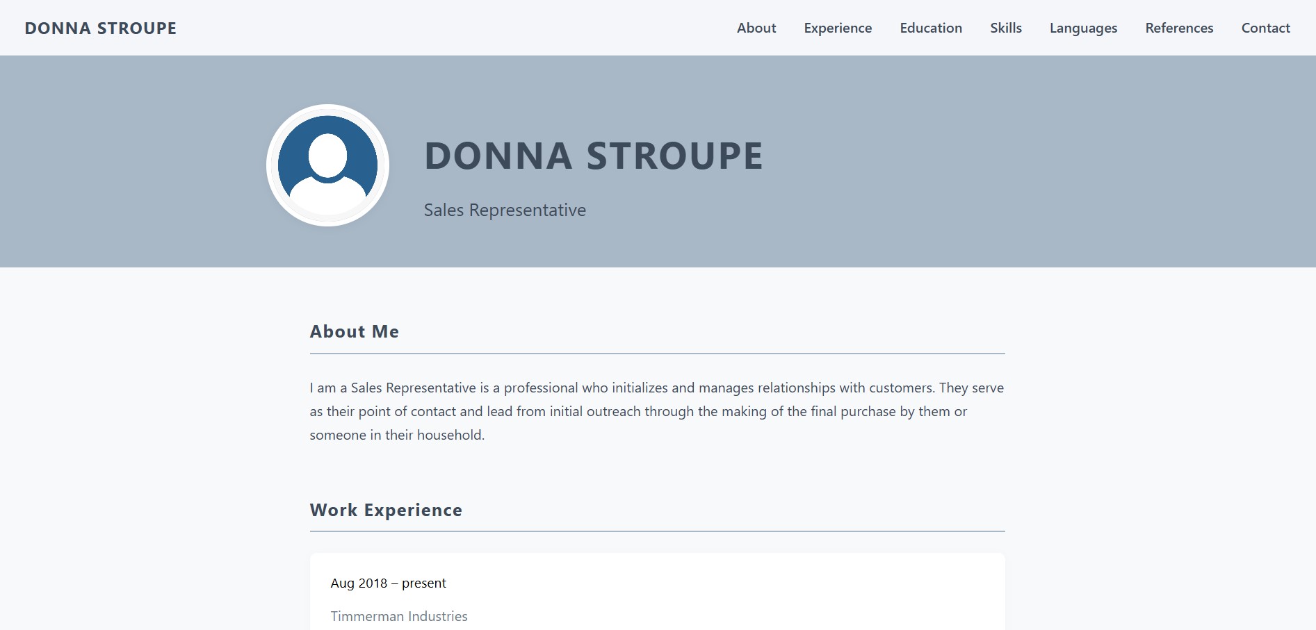 Pure resume template preview