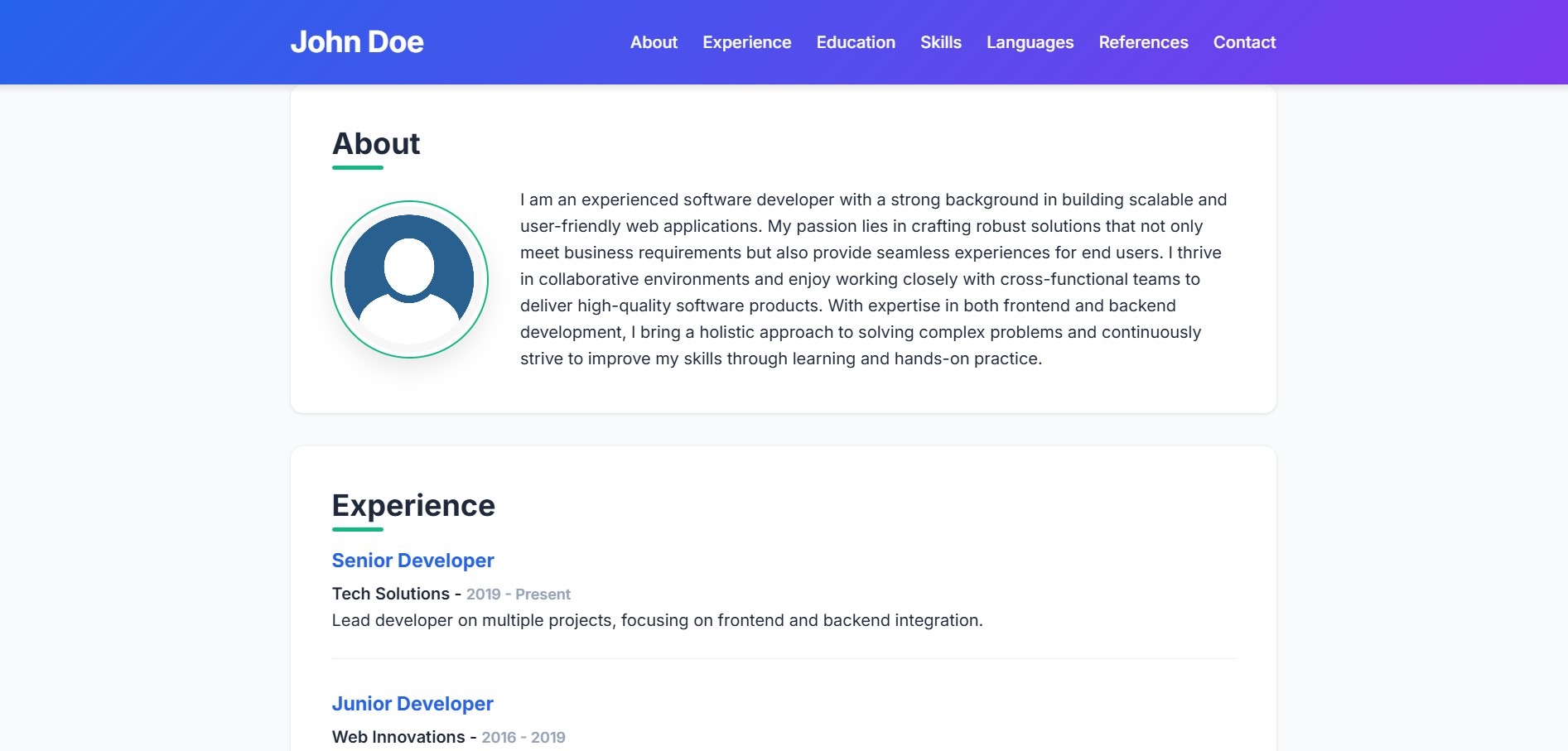 Corporate resume template preview